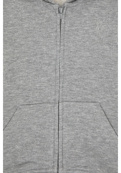 U.S. Polo Assn. Erkek Çocuk Gri Melanj Basic Kapüşonlu Sweatshirt 50308439-VR086