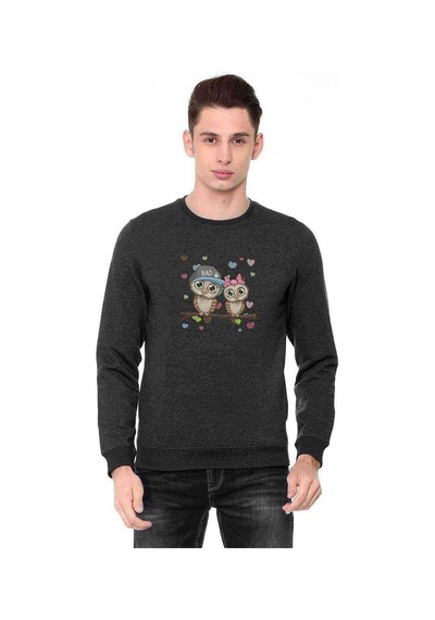 Ağaç Dalı Üzerinde Tünemiş Baykuş Erkek Sweatshirt
