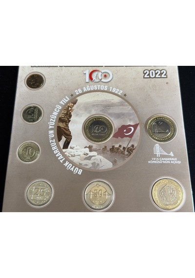 2022 Türkiye Cumhuriyeti Tedavül Para Seti Büyük Taarruz Un 100. Yılı Özel Baskı