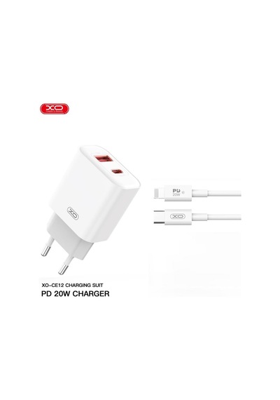 Ce12 Eu 20w Qc Pd Fast Hızlı Type-c Usb-c Ve Lightning Çıkışlı Kablolu Şarj Aleti Adaptörü Set