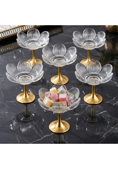 Lotus Metal Ayaklı Sunumluk 6 Lı Sade Beyaz