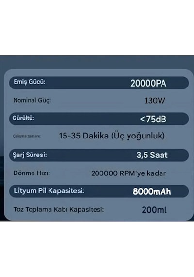 Yeni Nesil Profesyonel Tip 20.000pa 9 İn 1 Güçlü Oto Süpürge Vakumlu Üflemeli 3 Filtre