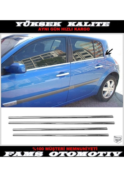 Renault Megane 2 Krom Cam Çıtası 4 Prç. 2002-2009 P. Çelik Hb Renault Megane 2 Krom Cam Çıtası 4 Prç. 2002-2009 P. Çelik Hb