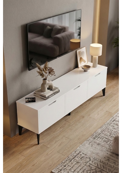 Beyaz Suntalam Tv Sehpası 160x35 Cm