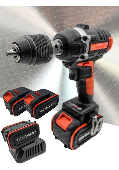 Yüksek Torks 2çift Akülü Kömürsüz Motor Akülü Vidalama+ Darbeli Somun Sıkma Sökme Combo Cırcır Set