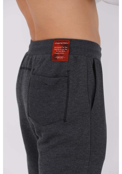 Maraton Sportswear Regular Erkek Ribana Paça Basic Siyah Eşofman Altı 20105-siyah Siyah
