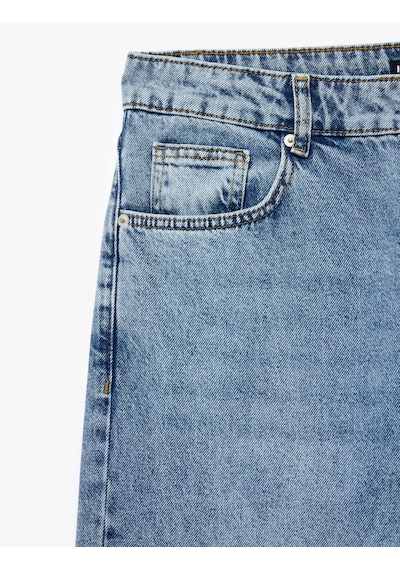 Koton Pamuklu Normal Bel Vintage Straight Jean Pantolon Petrol 6sam40263nd