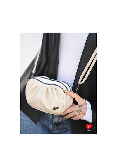 Jara Bag Uruz Çok Bölmeli Mini Clutch Omuz Çantası Krem Standart Jara22-3 Açık Vizon