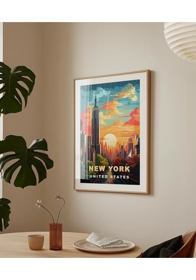 Çerçevesiz Poster Gün Batımında New York