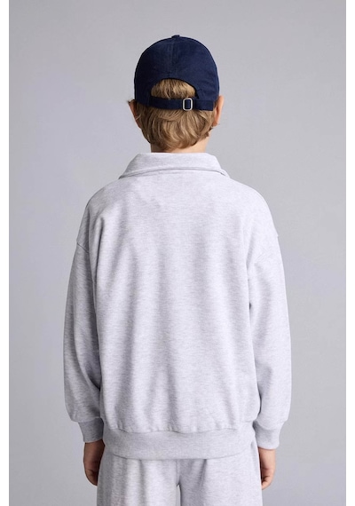 Defacto Regular Fıt Dik Yaka Pamuklu Baskılı Gri Erkek Çocuk Sweatshirt H9892a8/gr400