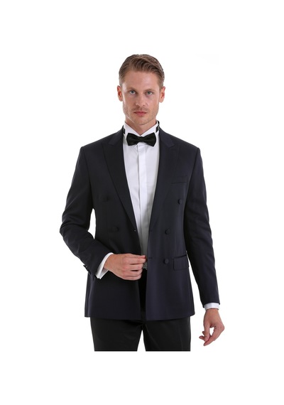 Hatemoğlu Lacivert Slim Fit Düz Sivri Yaka Klasik Kruvaze Smokin Damatlık Lacivert Hatemoğlu Lacivert Slim Fit Düz Sivri Yaka Klasik Kruvaze Smokin Damatlık Lacivert