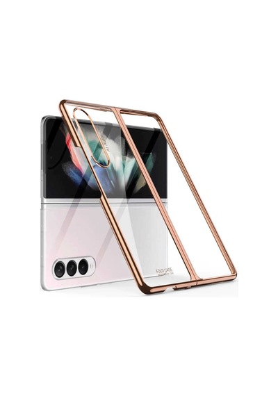 Samsung Galaxy Uyumlu Z Fold 3 Kılıf Zore Kıpta Kapak Rose Gold