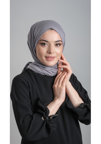Hürrem Bone Gri Pratik Hazır Geçmeli Şal Viskon Kumaş Penye Şal 2108_15