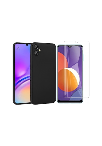 Samsung Galaxy A06 İle Uyumlu Kılıf Soft Yumuşak Telefon Kılıfı Ve Temperli Cam Ekran Koruyucu Siyah