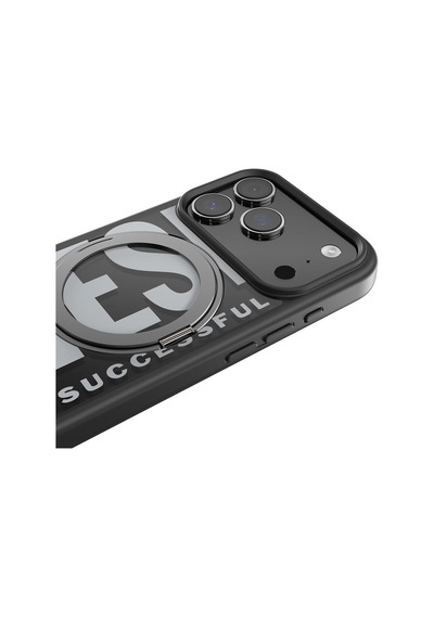 Diesel Apple iPhone 17 Pro Uyumlu Magsafe Destekli Yüzük Standlı Kılıf - Siyah/beyaz