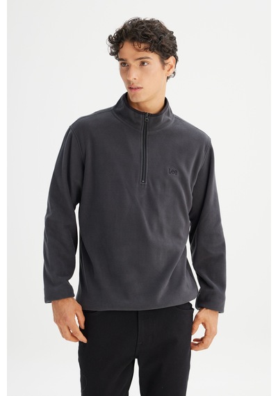 Lee Regular Fit Normal Kesim Fermuarlı Dik Yaka Polar Gri