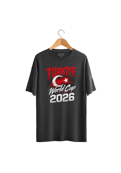 Byvol Türkiye Dünya Kupası 2026 Baskılı Tişört Siyah