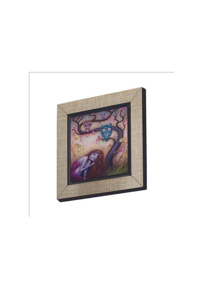 Baykuşlar Ve Kız Baskılı Mdf Magnet 7x7
