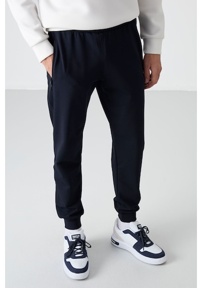 Tommy Life Lacivert Fermuar Cepli Standart Kalıp Jogger Erkek Eşofman Alt - 84587 Lacivert