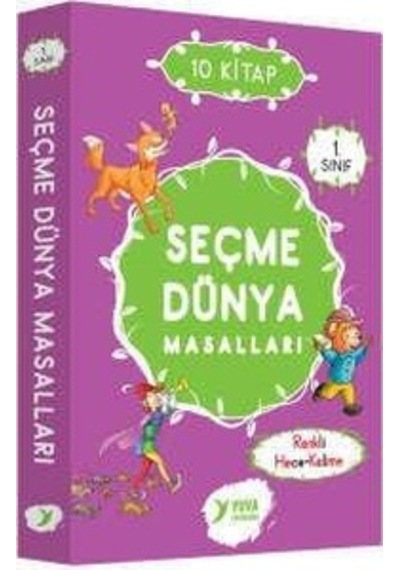 Yuva 1. Sınıf Seçme Dünya Masalları Düz Yazı 10 Kitap Renkli  Hece