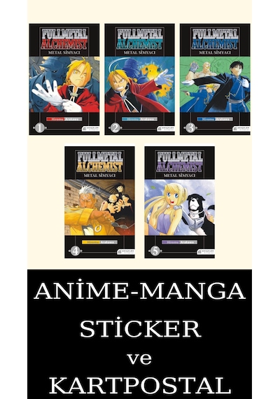 Fullmetal Alchemist 1-2-3-4-5 Manga Seti 5 Kitap / Anime-manga Sticker Ve Kartpostal
