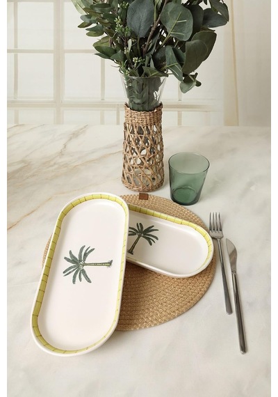 Palmiye Noyan Kayık Tabak 26 Cm 2 Adet 22642 Çok Renkli