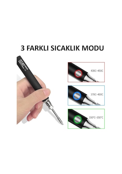 Valkyrie Şarjlı Kablosuz Lehim Makinası - 5 Saniyede Isınma - 30 Dakika Kullanım - Usb Type-c Şarj - 3 Farklı Isı Modu - 450 Derece