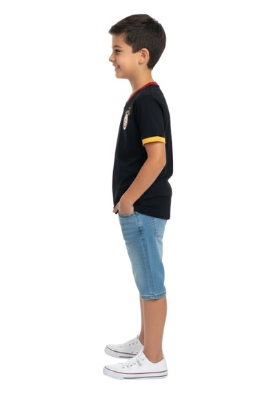 Galatasaray Lisanslı 5 Yıldızlı Siyah Basic Çocuk T-shirt Siyah.