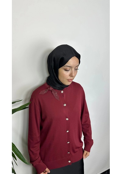 Ghisa Gh-26kobhrk3215-b Bordo Renk Hırka Çok Renkli