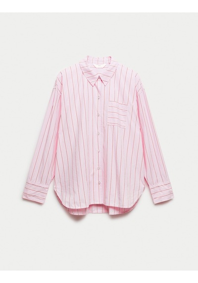 Marks & Spencer Çizgili Pijama Üstü T37003703T Pembe