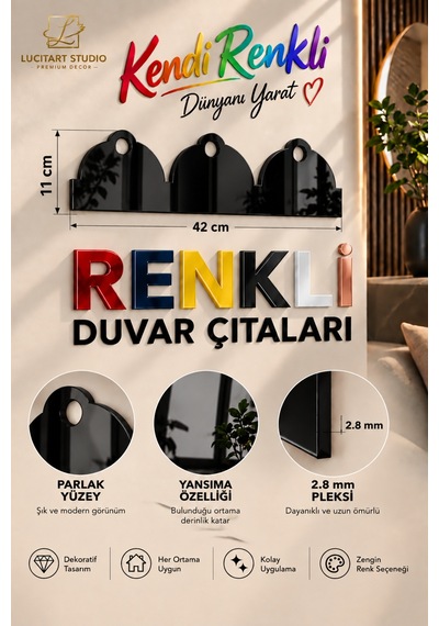 Lucitart 2.8 Mm Renkli Pleksi Duvar Çıtası 42x11 Cm Parlak Dekoratif Duvar Bordürü Boyama Gerektirmez Pleksi Duvar Çıtası Siyah Lucitart 2.8 Mm Renkli Pleksi Duvar Çıtası 42x11 Cm Parlak Dekoratif Duvar Bordürü Boyama Gerektirmez Pleksi Duvar Çıtası Siyah