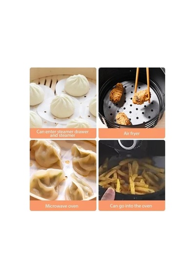 Jouis Airfryer Pişirme Kağıdı, Fritöz Yağlı Kağıdı, Yanmaz Kağıt 100 Adet Oval 1.sınıf