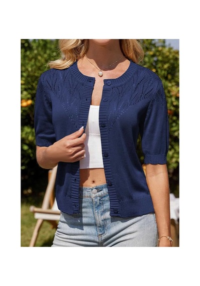 Youknitwear You Wanda %100 Pamuk Triko Hırka Lacivert