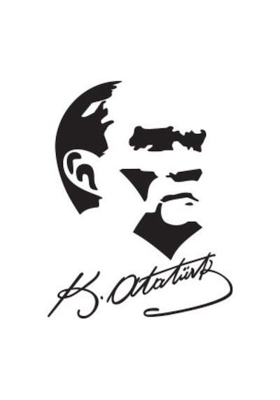 Imzalı Atatürk Silüet Oto Sticker 15 Cm X 19 Cm