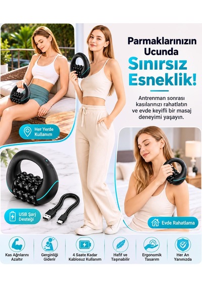 Şarjlı Elektrikli Roller Masaj Aleti 3 Kademeli Tüm Vücut Masaj Cihazı