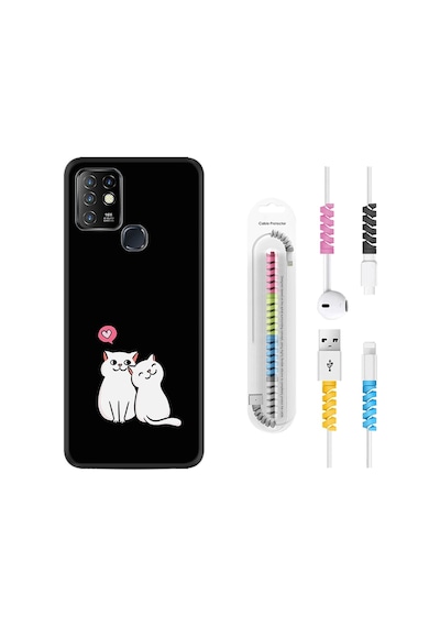Infinix Hot 8 Kılıf Kablo Koruyuculu Love Cats 1690