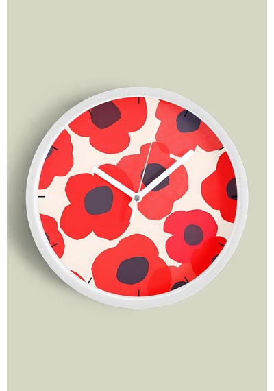 Soyut Renkli Çiçek Temalı Modern Duvar Saati - 25cm - Önü Camlı Beyaz Kasa - Sessiz Mekanizma-jh0167 Beyaz