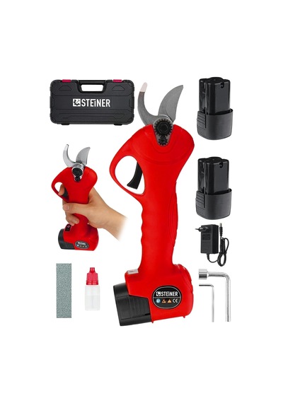 Tr Alman 128 Vf 10 Ah Kömürsüz Motor Akülü Bağ Makası Dal Budama Kesme Makası Makinesi Çantalı Kırmızı
