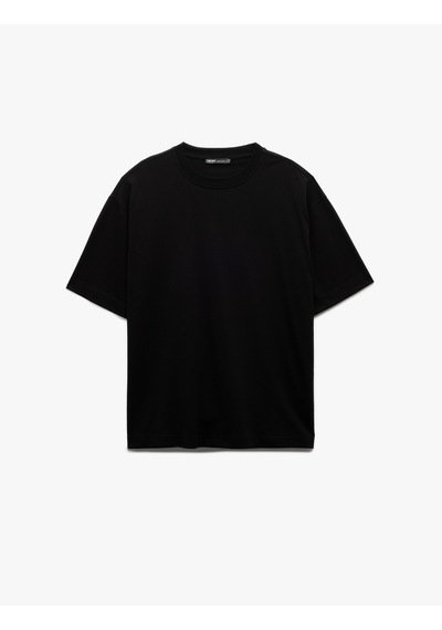 Koton Kısa Kollu Bisiklet Yaka Pamuklu Basic Oversize Tişört Siyah 6wam10087hk Siyah