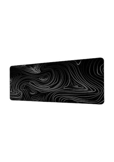 Minimal Siyah Topografik Çizgiler 40x90 Cm Oyuncu Mousepad Kaymaz Taban Büyük Boy Mousepad
