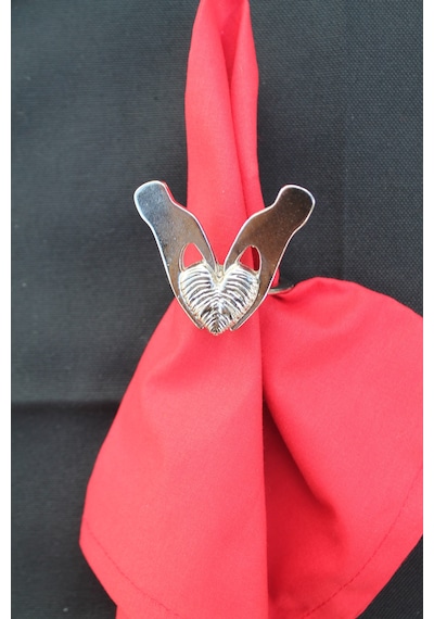 6 Adet Gümüş Love is a Passion Peçete Halkası - Napkin Ring