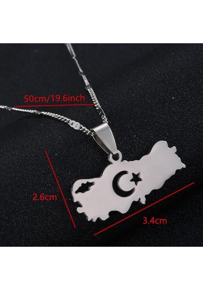 Herşey Nota Türkiye Haritası Ay Yıldız Çelik Kolye