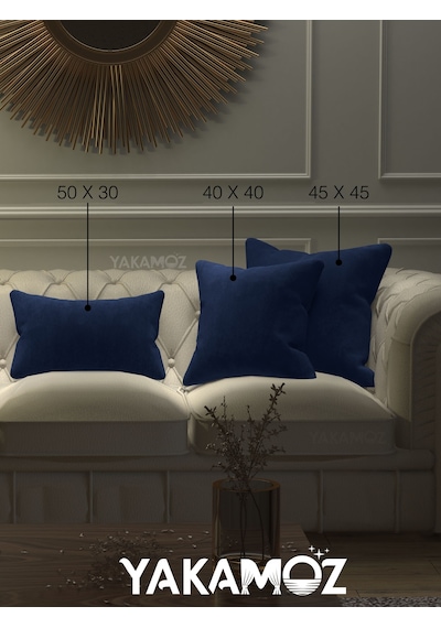 Br Yakamoz Gece Mavisi Kırlent , Yastık Kılıfı Kadife Görünümlü Velvet Touch Serisi Gece Mavisi
