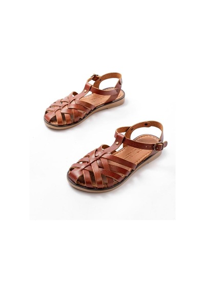 Alemdarshop 205-02 K. Kahve Ortopedik Hakiki Deri Kadın Sandalet K.kahve