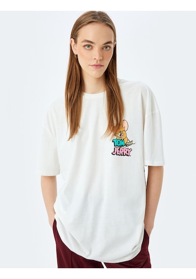 Koton Tom Ve Jerry Lisanslı Arkası Baskılı Oversize Tişört Ekru 5sal10268ık Ekru Koton Tom Ve Jerry Lisanslı Arkası Baskılı Oversize Tişört Ekru 5sal10268ık Ekru