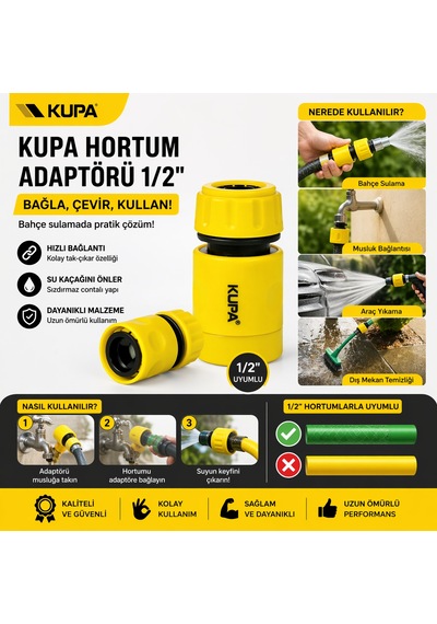 Kupa Hortum Sulama Adaptörü Stoplu 1/2