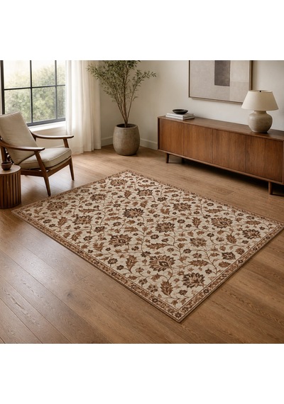 Kartela Halı Madalyonsuz Vintage İran Desenli Halı Bakır Kaymaz Taban Makinede Yıkanabilir 60x90 Cm