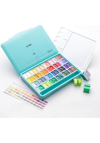 Hımı Twin Cup Gouache Set 48 Renk X 12 Gr Guaj Boya Green Case Karışık Renkli