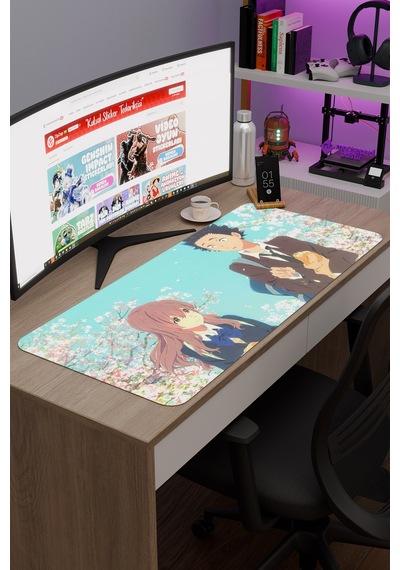 Koe No Katachi Kaymaz Dikişli Kauçuk Oyuncu Mousepad V5 - 90x40 Xxl Gaming Mouse Pad Fare Altlığı