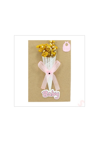 Bebek Buketi, 15 x 10 CM Kartlıklı Magnet - Pembe 20 Adet